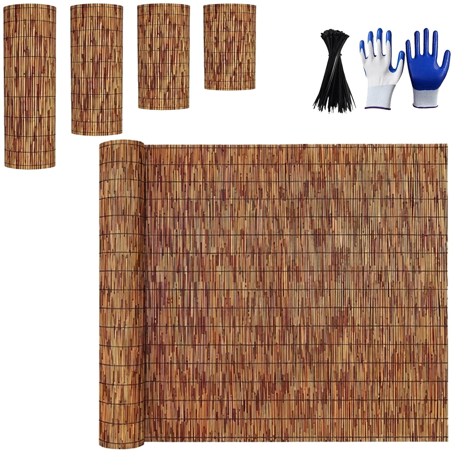 Arella in Canna Naturale per Recinzione Giardino e Balcone, 85% Copertura Arella Frangivista da Esterno per Terrazza e Piscina, Stuoia Ombreggiante Frangivento, Marrone(61x853cm(2x28ft))