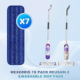 7 Count Reusable Microfiber Mop Pads for Swiffer PowerMop- MEXERRIS PowerMop Refills Hard Wood Floor Mop Pads Machine Washable, Wet Dry Dust Mop Pads Replacement for 13\'\'-15\'\' Spray Wet Mops