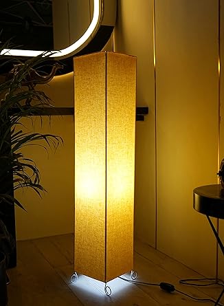 THE LIGHT SHADOW Cotton Fabric Floor Lamp for Bedroom Lamp for Living Room, Bedroom Simple Design Morden Slim Warm Light (Yellow)
