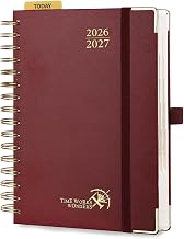 POPRUN 2026 2027 Day Per Page Spiral Hardcover Diary A5 21.5 x 14.5 cm