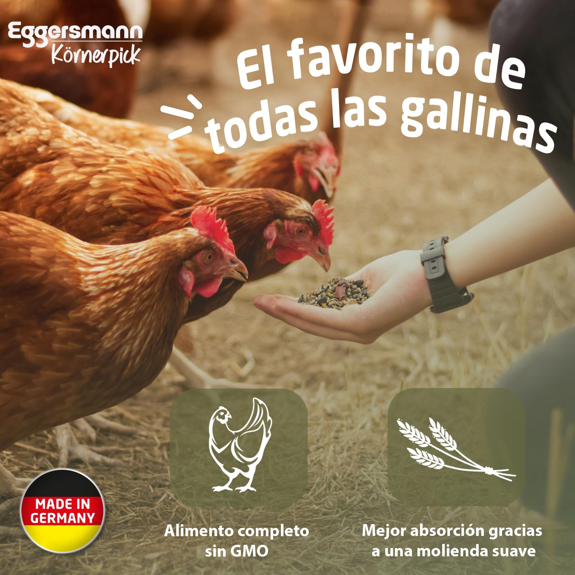 Eggersmann Körnerpick 25 kg de pienso para Pollos - Mezcla de harina de orégano - harina de gallina ponedora con el Poder Natural del orégano - harina de ponedora Premium para gallinas, Gansos y Pato