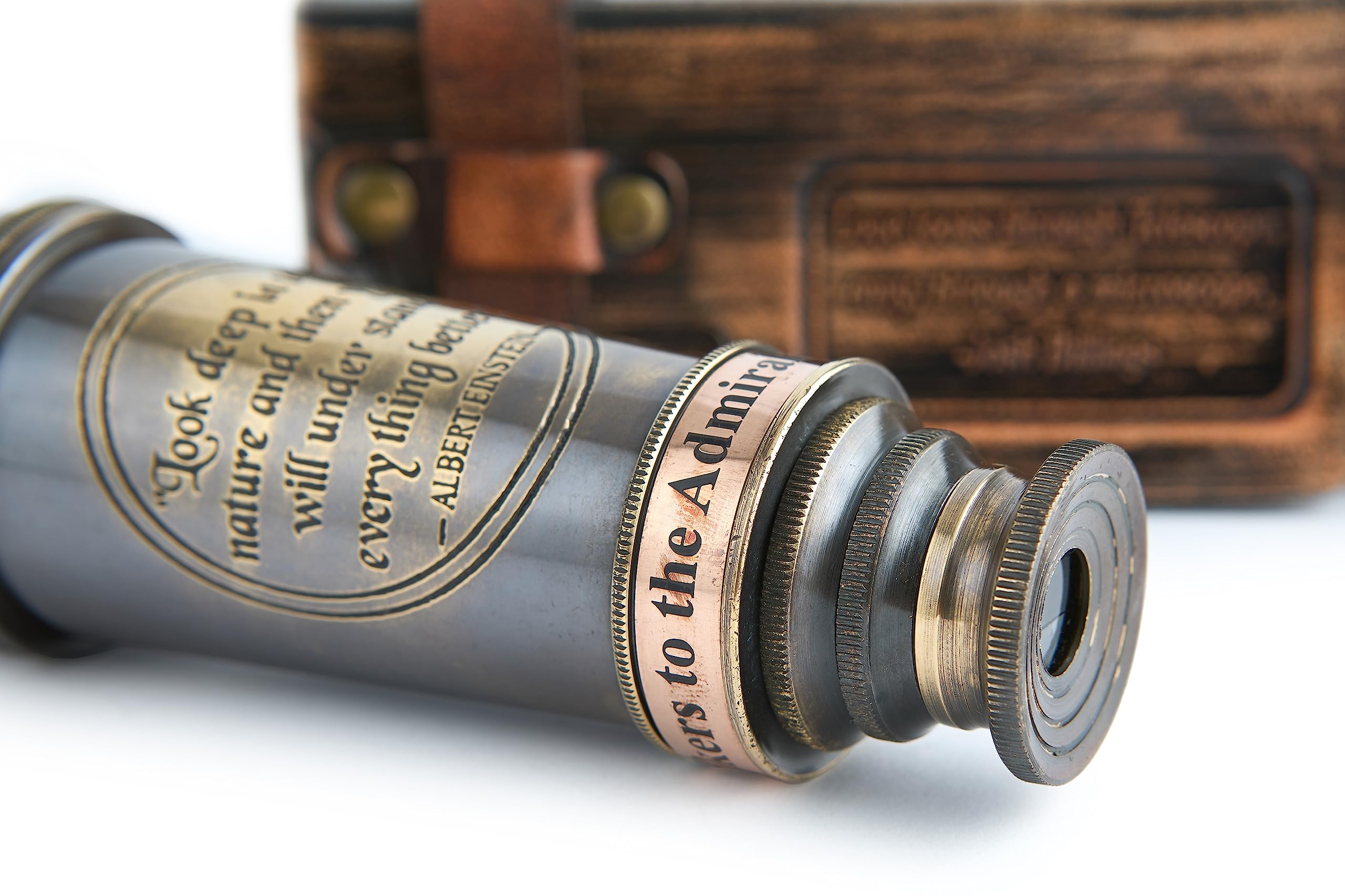 Handcrafted Brass Telescope Replica - 15" Extendable, Functional Spyglass With Leather Case, Vintage Decor