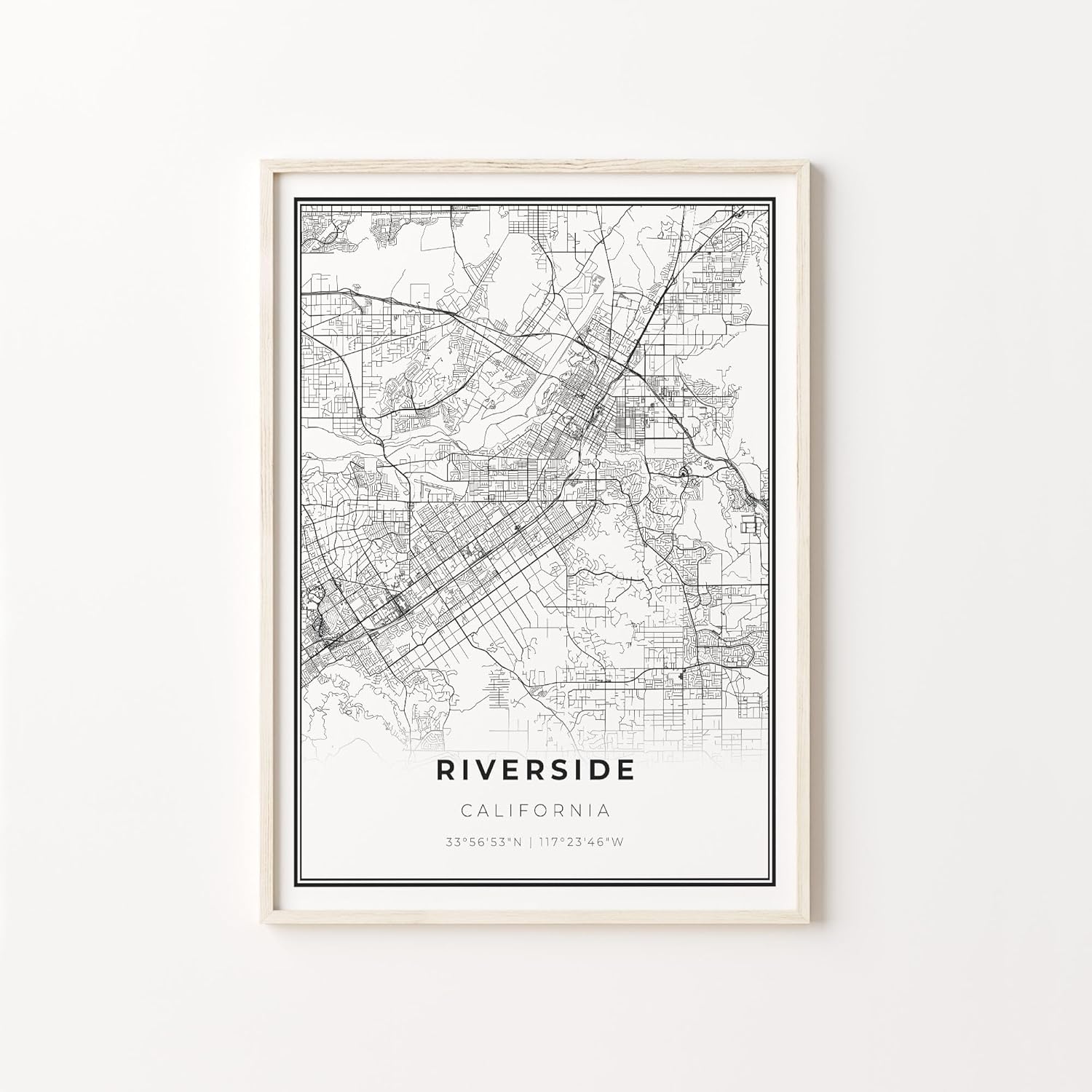 Riverside Print, City Map Art Poster, California CA USA
