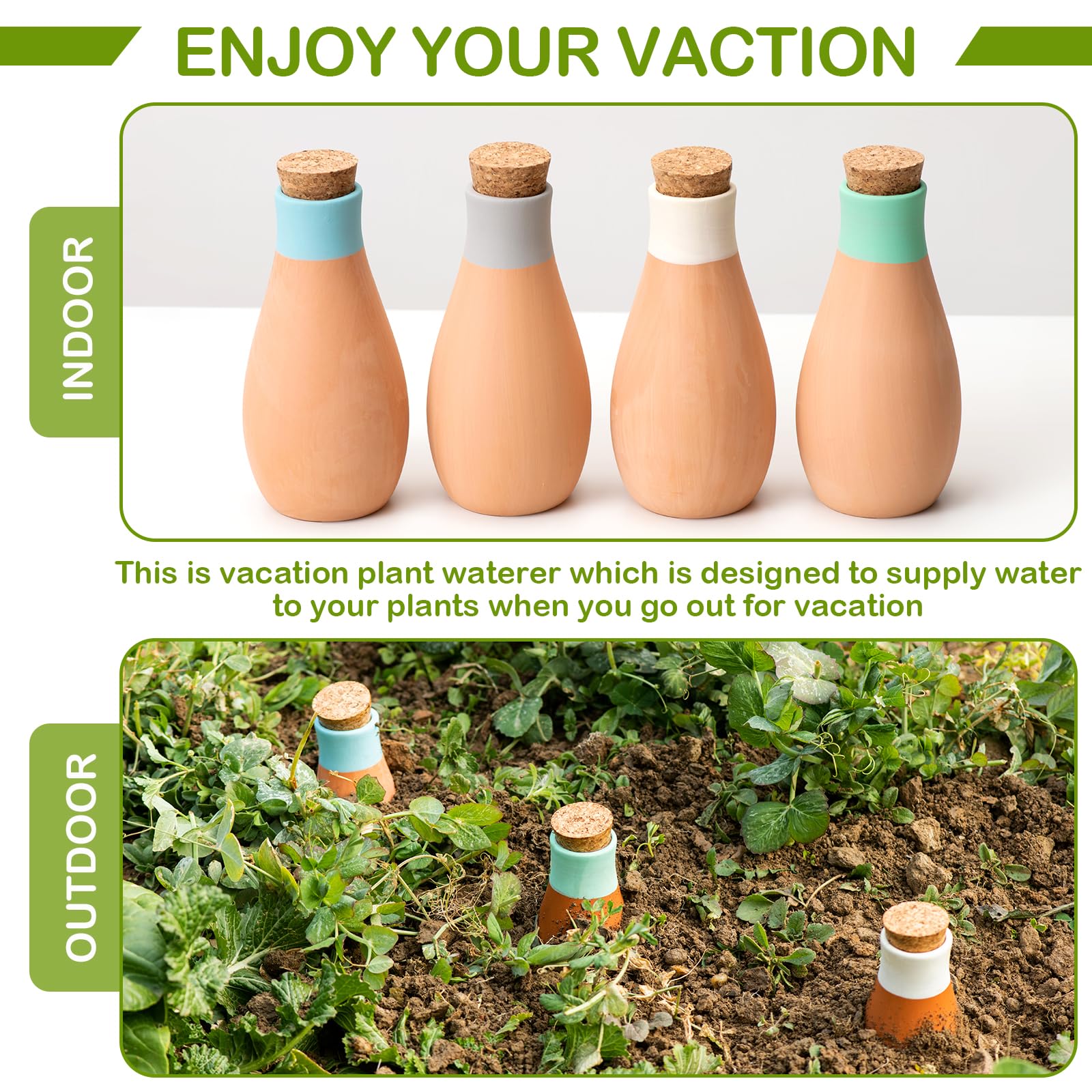 Premium Terrakotta Selbstbewässernde Spikes - Automatisches Bowlingkugelförmiges Pflanzenbewässerungswerkzeug für den Innen- und Außenbereich, 4 Stück, perfekt für Reisen, Urlaub oder Gartenpflege