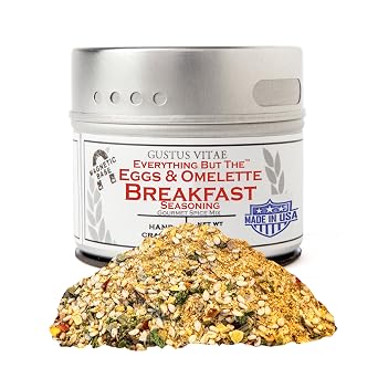 Everything But The Eggs & Omelette Breakfast Seasoning | All Natural | Non GMO | Hand Crafted | 2.2 oz | Gourmet Spice Mix | Small Batch | Artisanal Rub | Seasoning Blend | GLP-1 Friendly | Sustainably Sourced | Magnetic Tin | Made in USA | Gustus Vitae