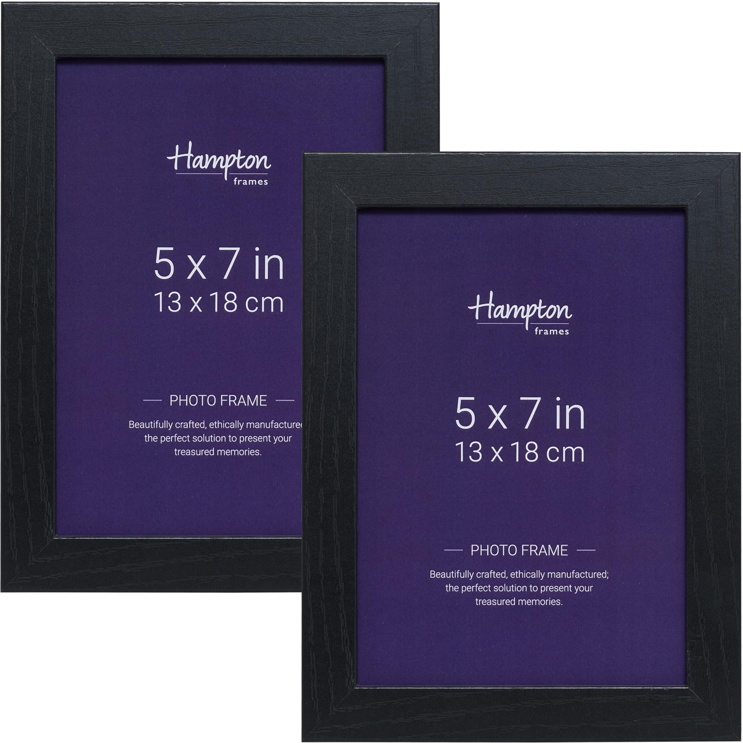 Hampton Frames Black Oxford 5X7 (13X18cm) Pack Of 2 Picture Frame Acrylic (Non-Glass) Oxf57ngx-2Pk