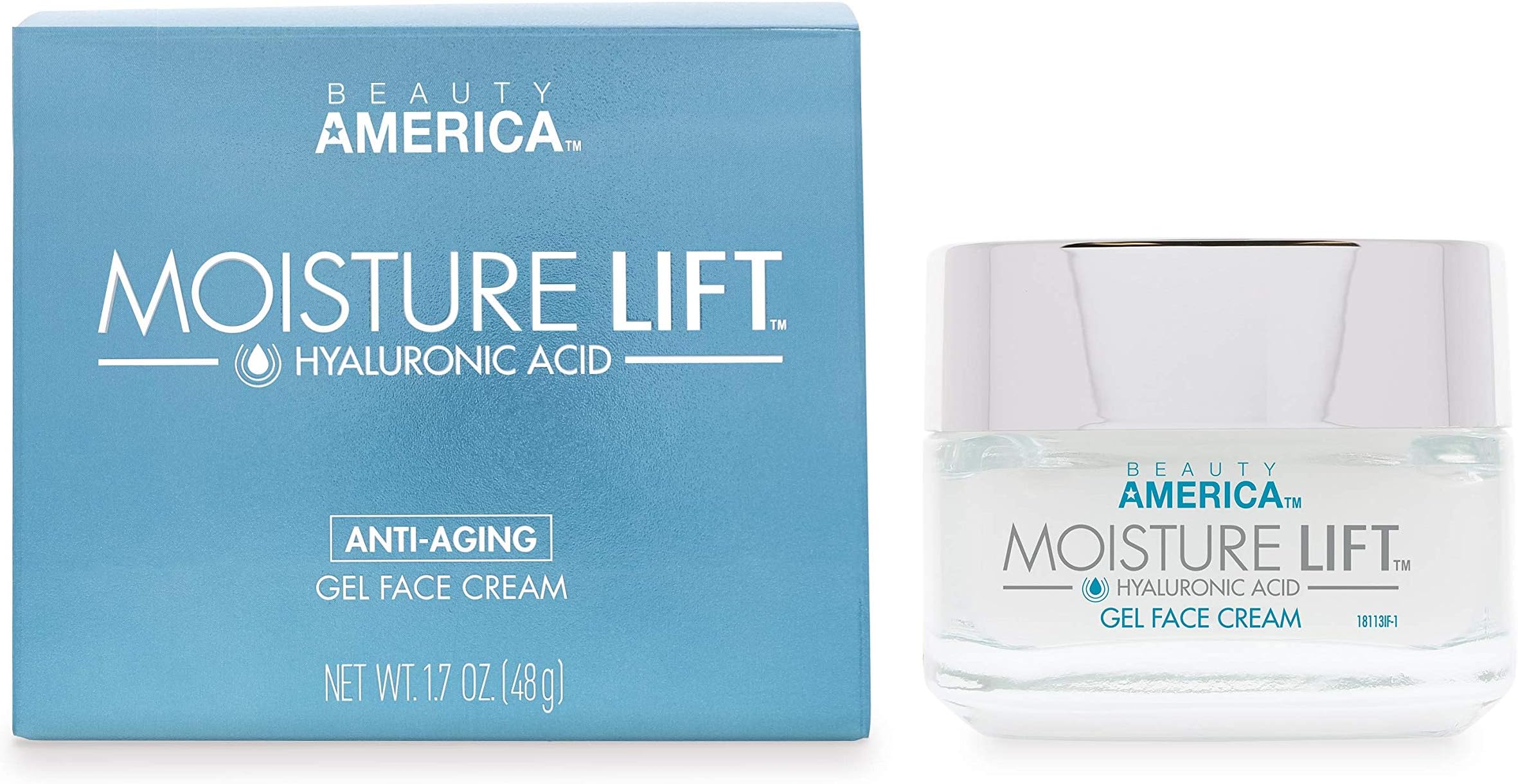 Moisture Lift, Anti-Aging Hyaluronic Acid, Day/Night, Face Gel Cream, 1.7 Oz, Off-White