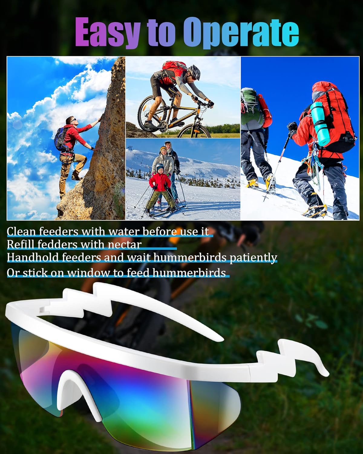 Frienda 3 Pairs Retro Semi Rimless Sunglasses 80s 90s Zigzag Sunglasses Colored Transparent Lens Glasses for Men Women - Image 5