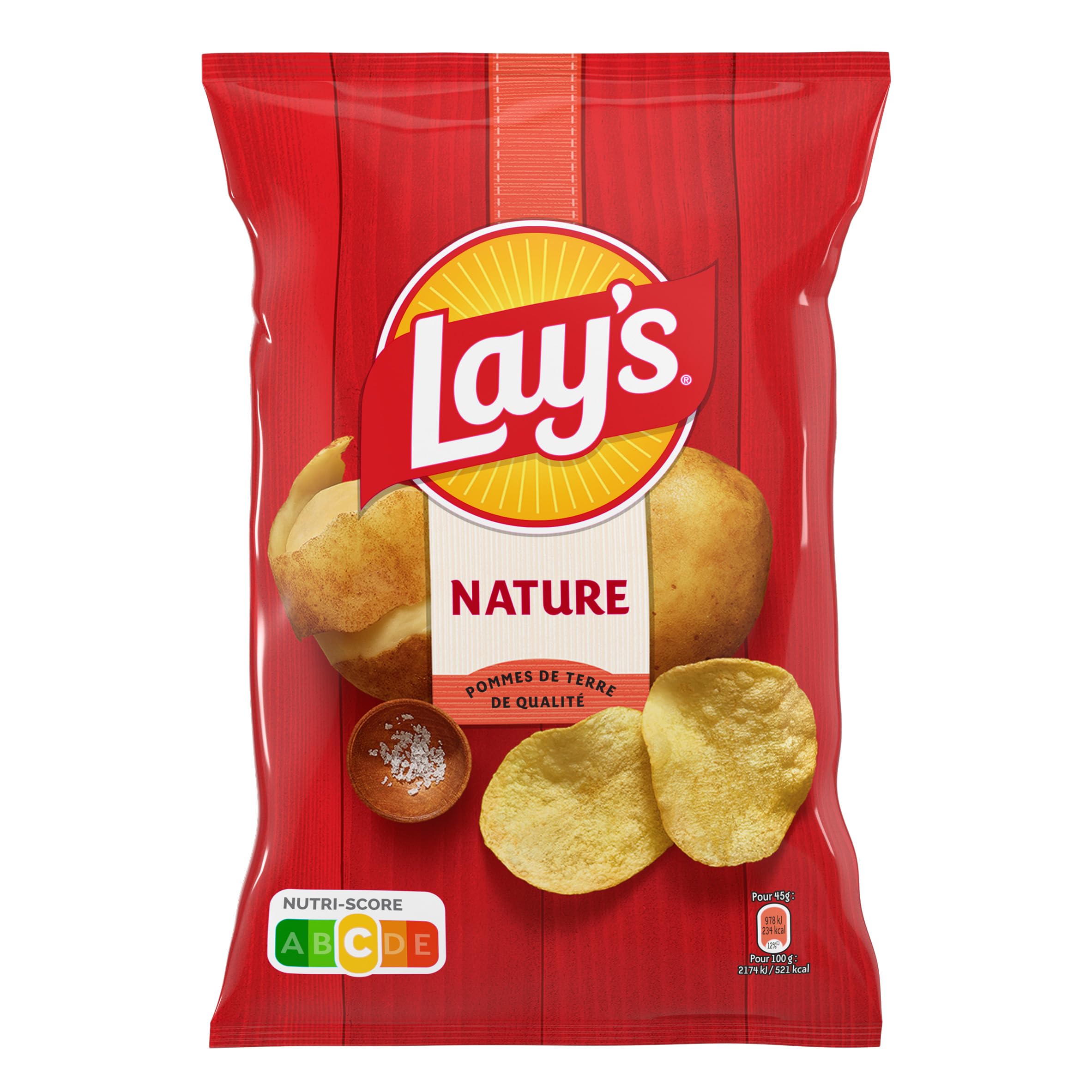 LAY'S Chips Nature - Lot de 20x45g