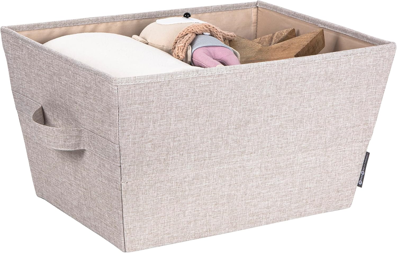 Bigso Box of Sweden Foldable Storage Box for Home and Shelves - Large Fabric Storage Basket with Easy-Carry Handles - Storage Bin for Blankets, Towels, Toys and More - Beige image 3
