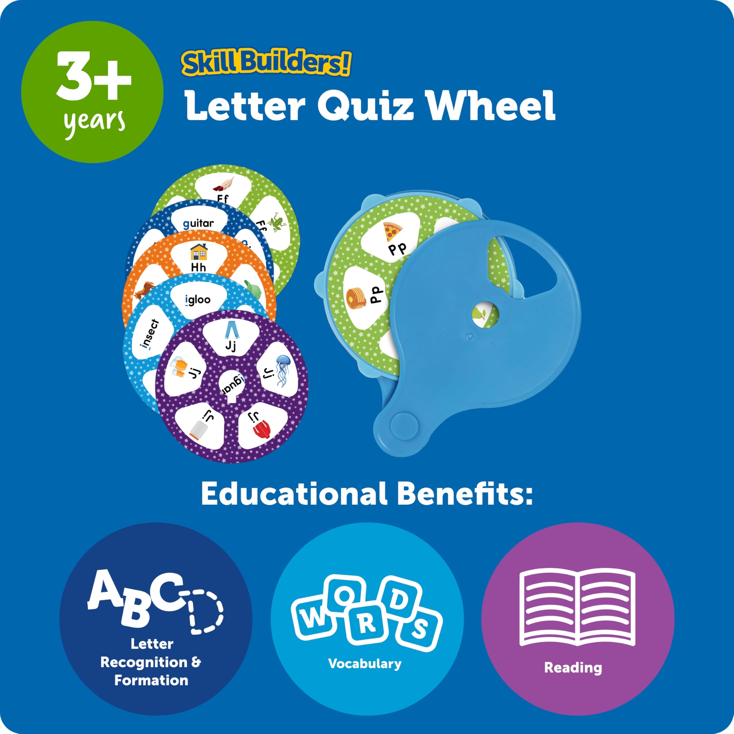 Learning Resources Konstruktorzy umiejętności! Koło quizu z literami, karty Flash z alfabetem, gry do czytania, Sight Words Flash Cards Kindergarten, Ages3+, 28 sztuk