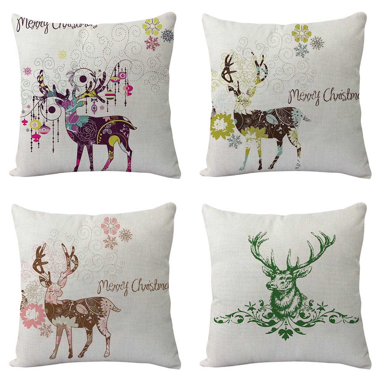Housses de coussin cerf 80x80 cm pour un canapé de salon cosy en lin