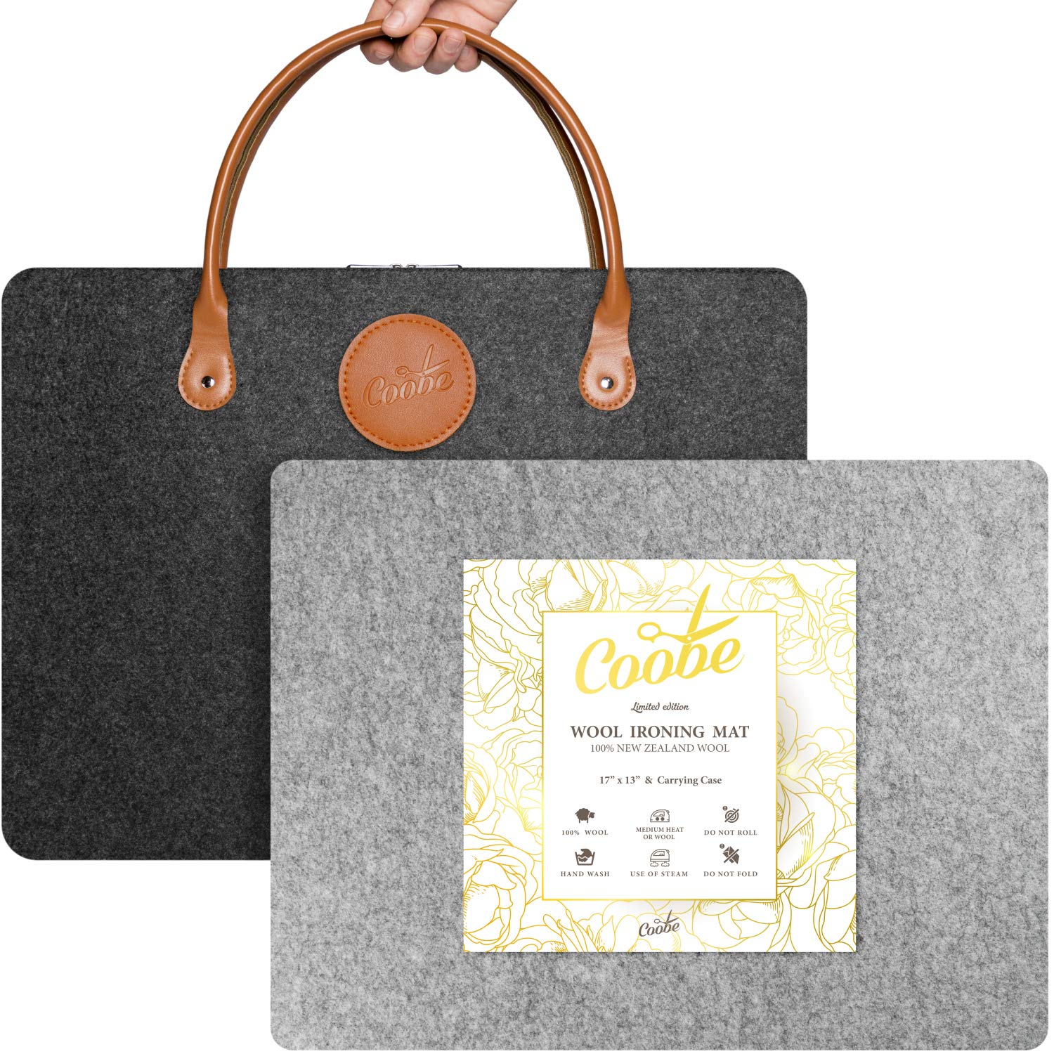17" X 13" Wool Pressing Mat for Quilting With Carrying Case - Perfect for Classes, Meetings and Travel - 100% New Zealand Wool Felted Ironing Pad