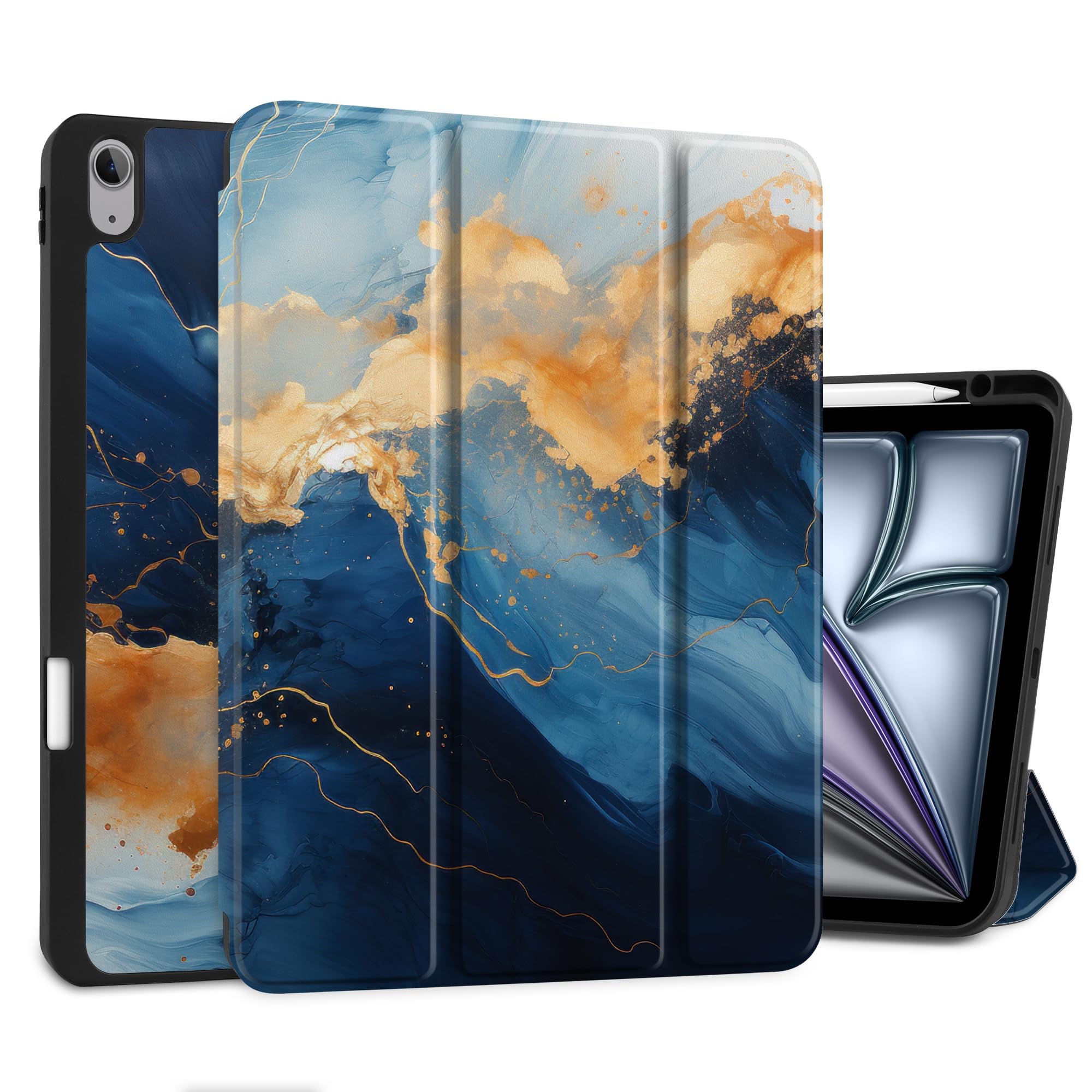 Yebiseven for iPad Air 13” M3/M2 Case 2025 2024 Released A3268/A3269/A3271/A2898/A2899/A2900, Shockproof Tablet Case with Trifold Stand & Pencil