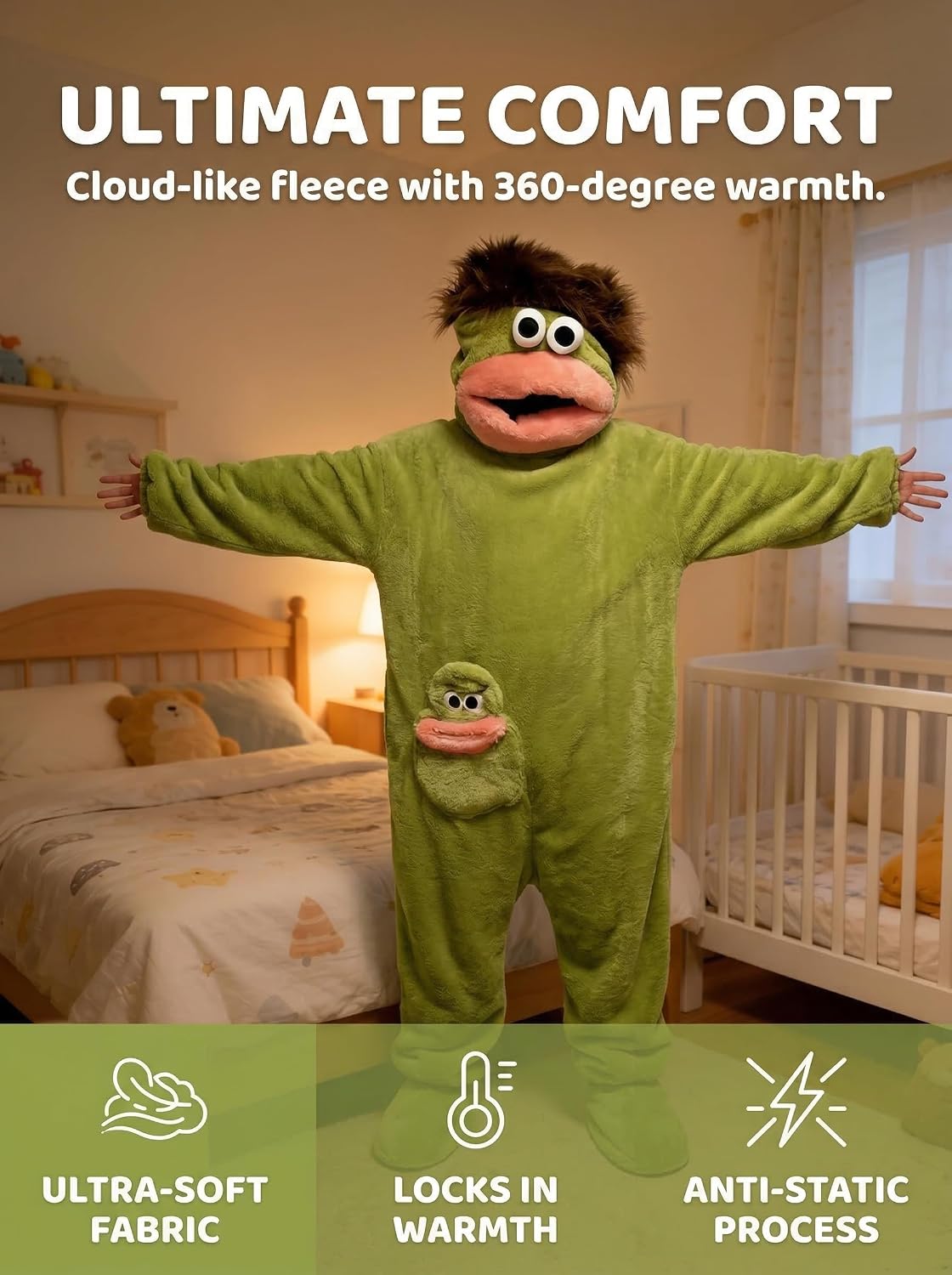 Mouth Monster Onesie for Adults - 2026 Funny Snuggly Fleece Pajamas, Hilarious Design for Comfortable Lounging