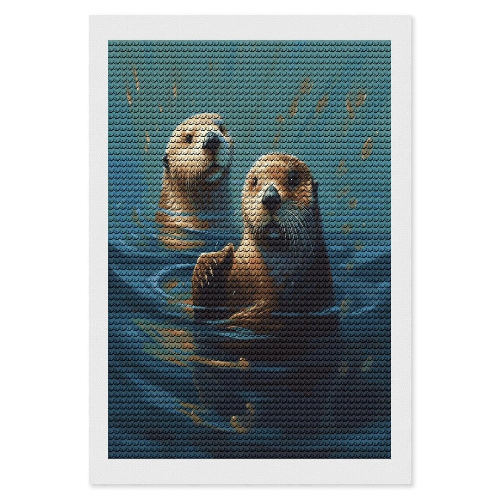 LDGSUPH Sea Otters Painting Diamond Painting Kits for Adults Paint with Diamond Pictures Art DIY Full Drill Diamond Dots Painting Personalized Diamond Photo for Home Wall Decor Gift 8"x12"
