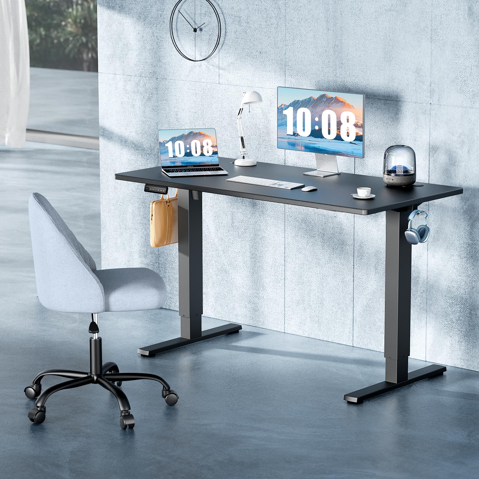 DUMOS 48 Inch Electric Standing Desk Height Adjustable Sit to Stand Up Computer Workstations Work PC Table Home — view 3