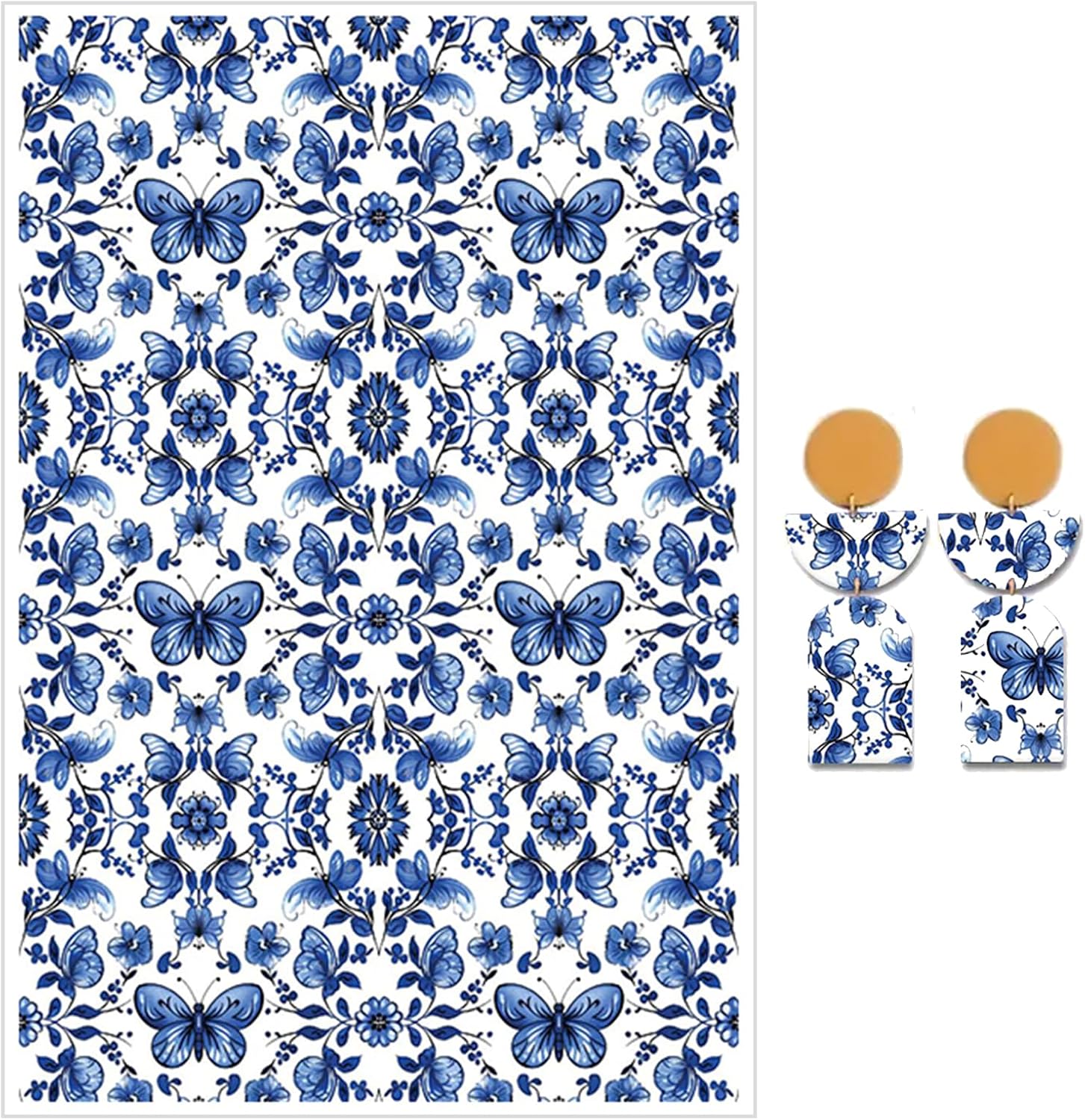Briartw 10 Sheets Blue Butterfly Polymer Clay Transfer Paper,Per Sheet 3.93inch x 5.82inch Polymer Clay Transfer Sheets for DIY Clay Jewelry Making Disposable Stickers