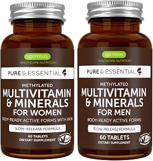 Igennus Methylated Multivitamin for Men & Women 2-Pack, All-Day Nutrient Delivery, Pure & Clean, Methylfolate & Methylcobalamin, High Strength MTHFR Supplement, Non-GMO & Halal, 30 Day Supply