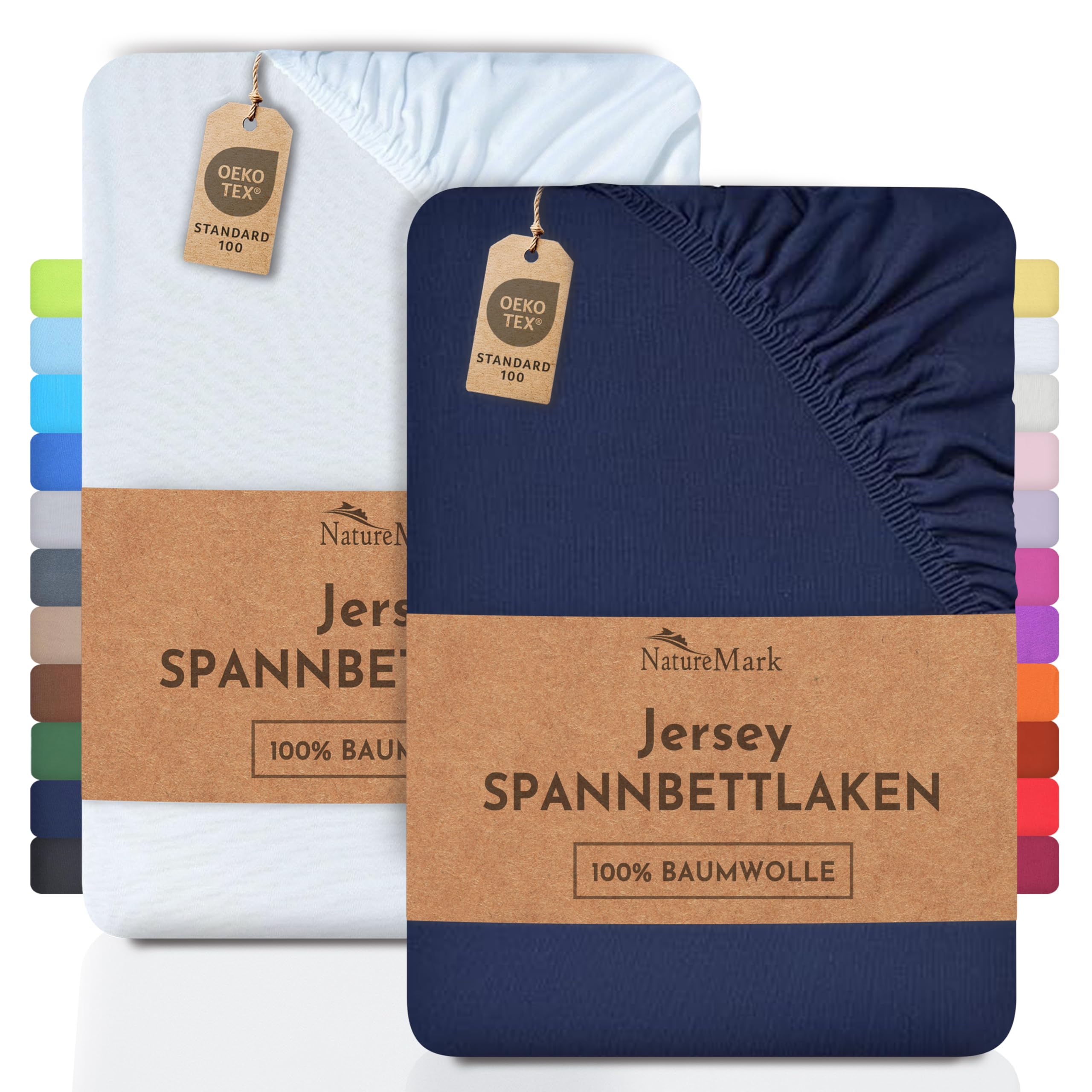 2 Jersey Spannbettlaken Spannbetttuch Baumwolle Qualität Ökotex Standard 100