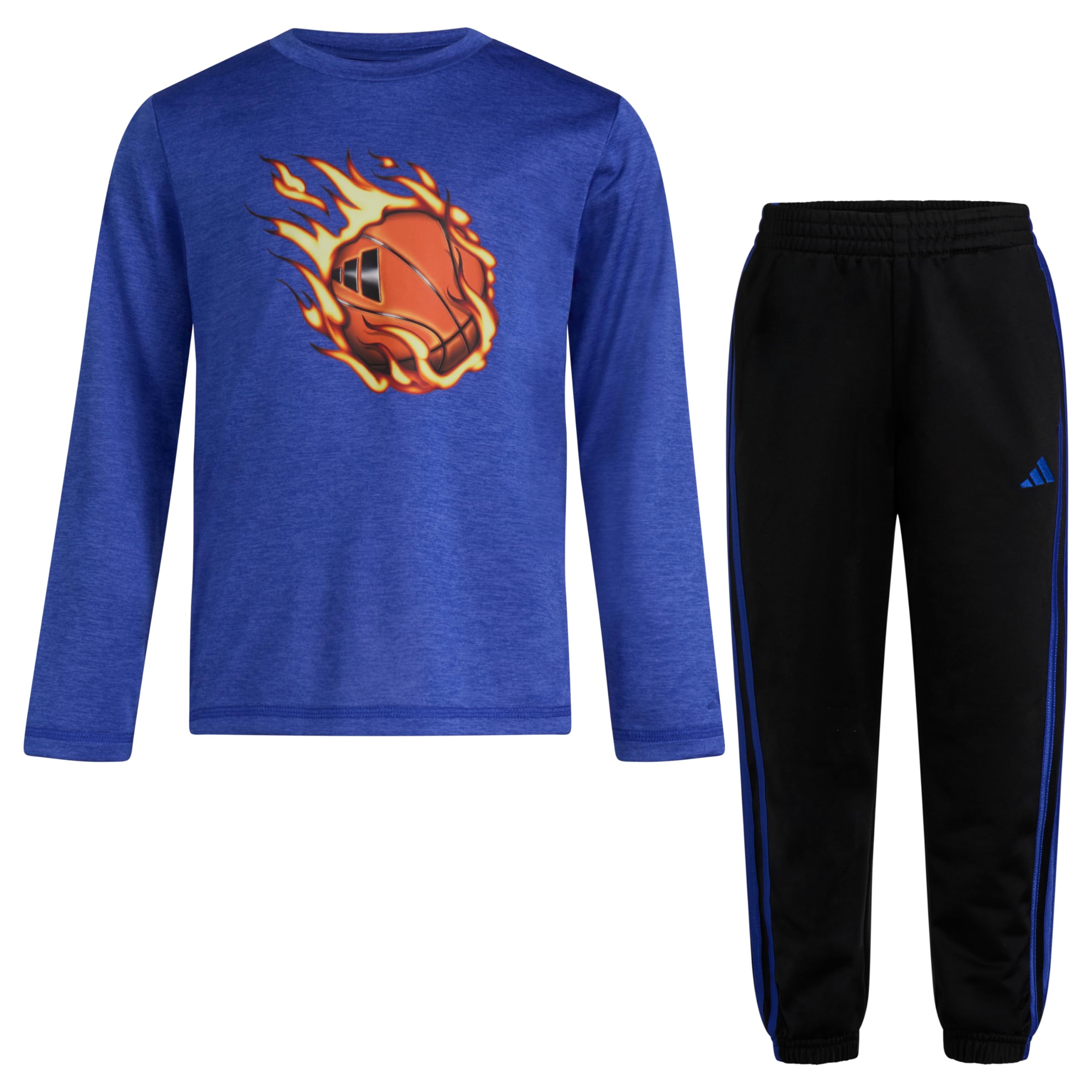 adidas boys 2-piece Long Sleeve Poly M lange Tee and Joggers Set