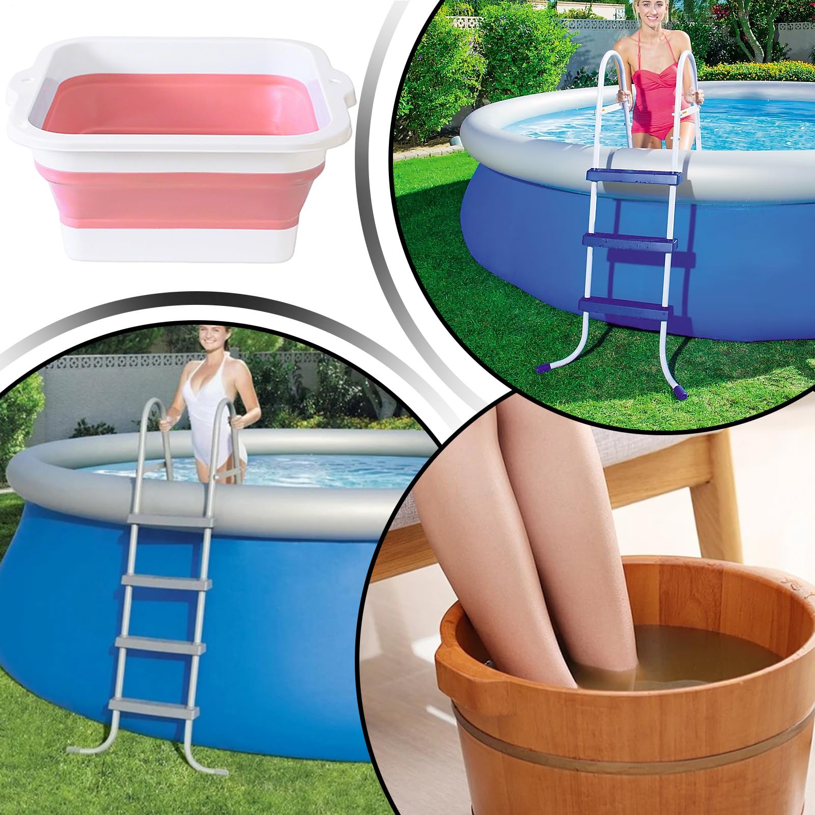 Bacino da bagno a piedi - PP TPR 42 × 38 × 17 cm | Bacino per immersione dei piedi con 168 punti di massaggio, design pieghevole, spa domestica portatile, ciotola spa da bagno foōt | Bagno bais