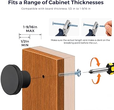 Ravinte Cabinet Knobs, 10 Pack Black Dresser Drawer Pulls, 1-1/5 Inch