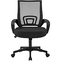 Soberine Sedia da Ufficio Scrivania con Rotelle Girevoli e Braccioli Ergonomica Lombare e con Altezza Regolabile Imbottita e Rete Traspirante Portata 136 kg Nero