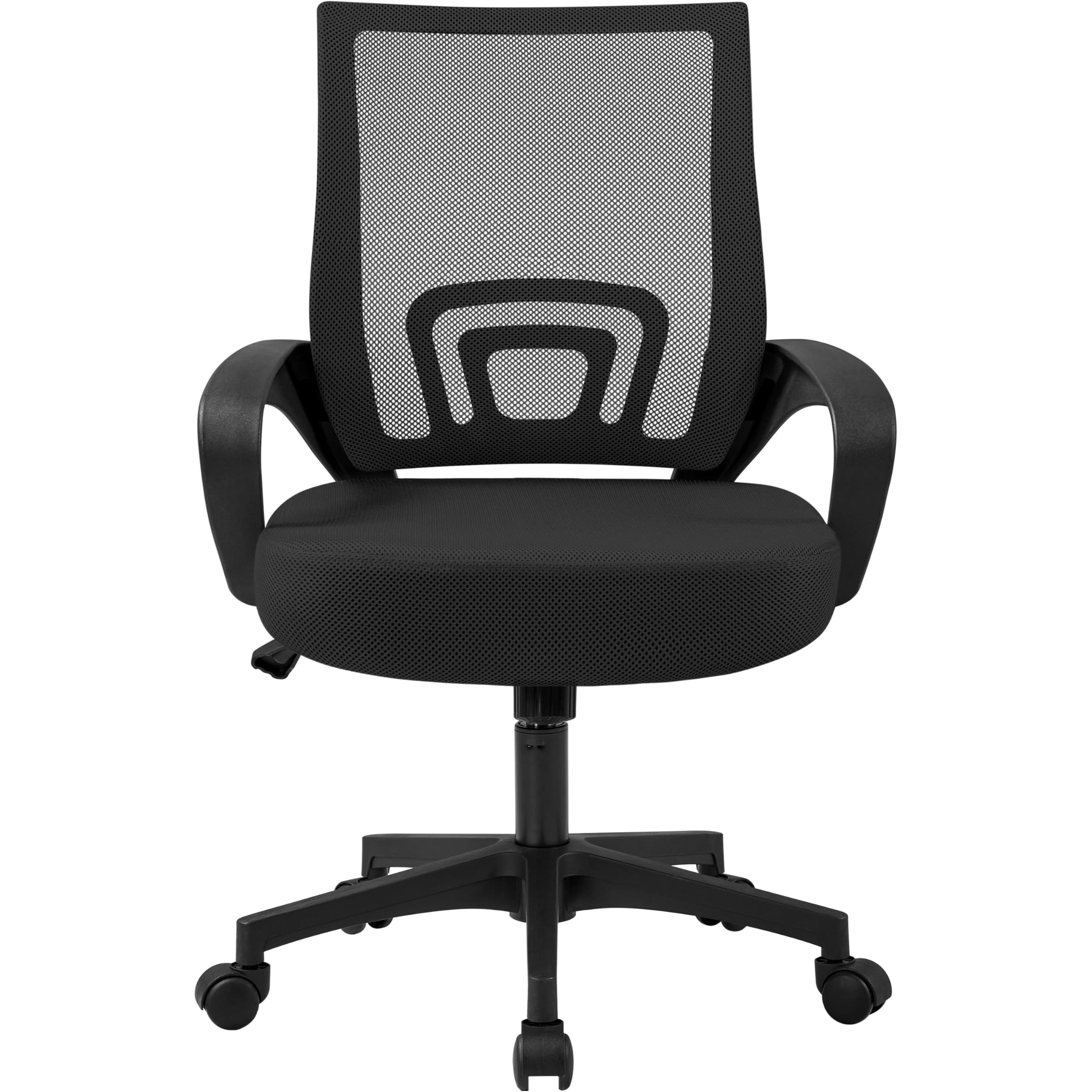 Sedia da Ufficio Scrivania con Rotelle Girevoli e Braccioli Ergonomica Lombare e con Altezza Regolabile Imbottita e Rete Traspirante Portata 136 kg Nero