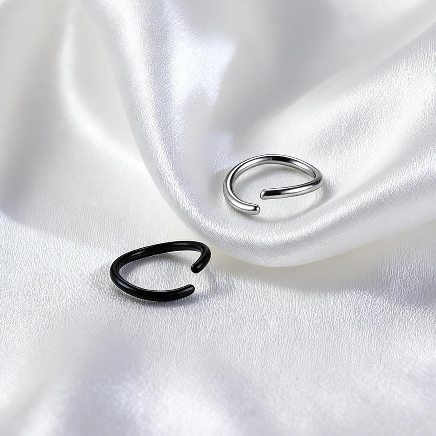 18G Hypoallergenic Nose Rings Hoops Set - 316L Surgical Steel Hinged Clicker Nostril Septum Ring Plastic Hoop Ear Retainers Cartilage Helix Tragus Conch Piercings - 6/8/10/12MM - Image 6