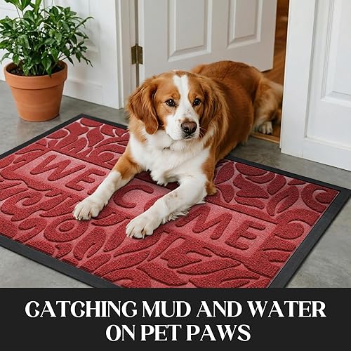 Miniatura 3 de Yimobra Tapete de bienvenida para exteriores, 29.5 x 17 pulgadas, impermeable, antideslizante, para puerta delantera, entrada exterior, tapete de