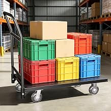 YOHKOH Platform Trucks, Platform cart, 2100 lb Steel Flatbed cart with Dual Handles, 50" W x 24" D x 35" H, 5" pu Silent casters, Utility Dolly for Garage