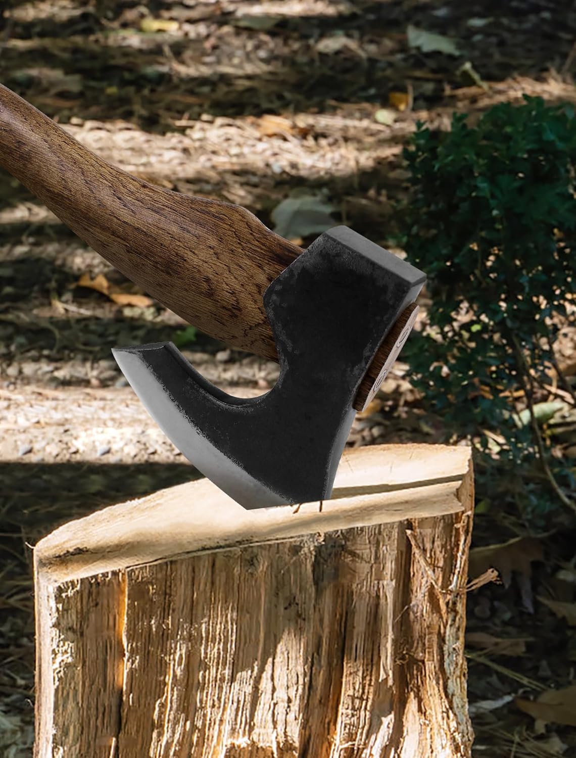 The Berserker - Camping Hatchet - Bushcraft Axe for Wood Chopping Carving- 15.7" Hand Axe with Leather Sheath