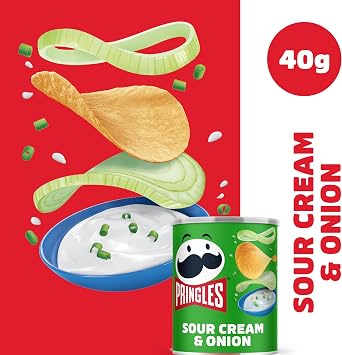 Pringles Sour Cream & Onion Crisp Cans, 12x40g (Pack of 2)