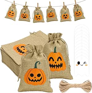 JarThenaAMCS 24Pcs Fall Paper Gift Bags Pumpkin Leaves Party Favor Bags