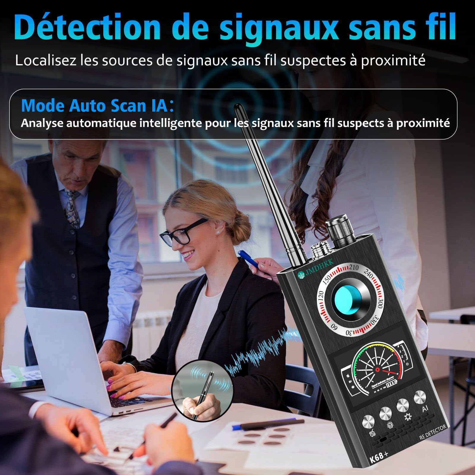 JMDHKK Détecteur Caméra Espionne et Micro Espion, Traceur Magnétique et Signal sans Fil pour Maison, Bureau, Hôtel, Voiture – Protection Vie Privée pour Sécurité et Voyage (Gris)