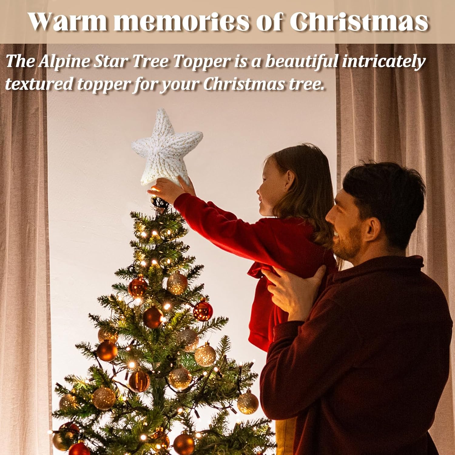 Syhood 10 Inch Crochet Star Christmas Tree Topper Boho Christmas Ornament Glitter Star Farmhouse Holiday Xmas Decor for Xmas Trees Ornament Party Decoration - Image 4