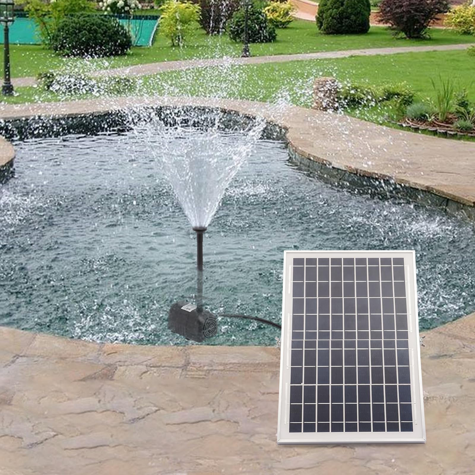 Pompa solare per laghetto da 10 W, con pannello solare, pompa per fontana solare, altezza massima di 1,5 m, per stagni, laghetti e acquari