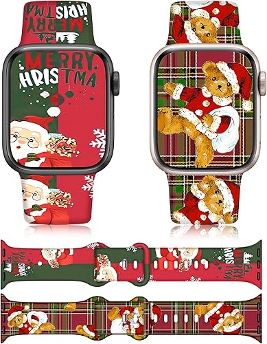 Miniatura 101 de Christmas Gift Compatible with Christmas Apple Watch Bands for Women 49mm 46mm 45mm 44mm 42mm, Soft Silicone Santa Claus for Apple Watch Ultra 3