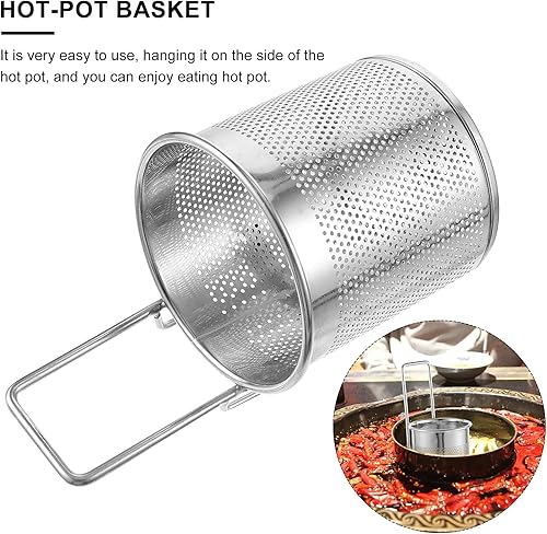 Miniatura 3 de BESTonZON Colador de pasta para hervir, pantalla de malla metálica, cesta de colador de metal, inserto de pasta de acero inoxidable, olla caliente,