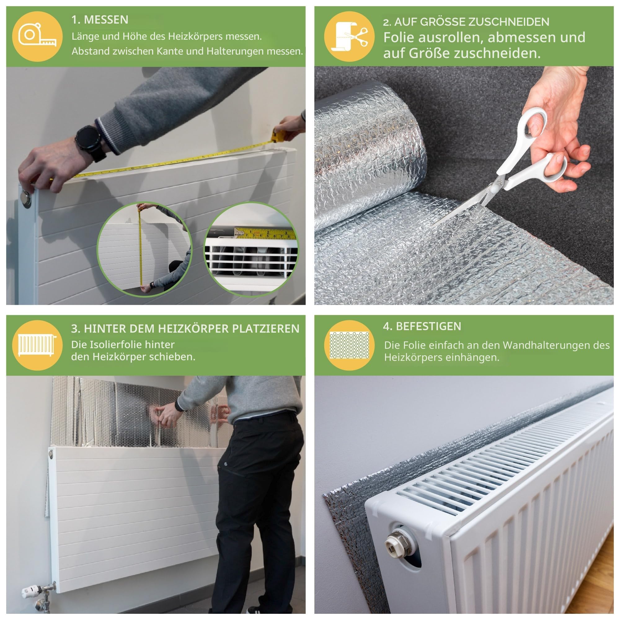BLOSTM 10m x 60cm Heizkörper Reflexionsfolie - Isolierfolie Heizung Isolierung Wand Aluminium, Heizkörper Reflexionsplatte für Dach, Boden, Decke - Heizungsfolie Spart Energie & Geld