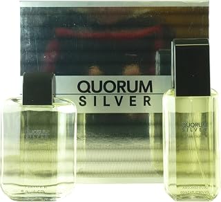 Quorum Silver by Antonio Puig for Men 2 Pc. Gift Set ( Eau De Toilette Spray 100 ml + After Shave Lotion 100 ml )
