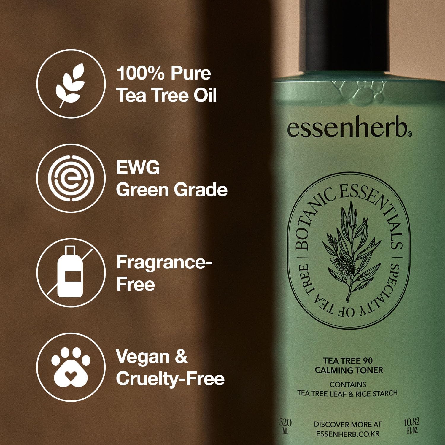 Tea Tree 90 Calming Toner – Daily Face Toner for Oily & Sensitive Skin, Helps Soothe Redness and Control Sebum, Formulated with Tea Tree and Rice Powder, Korean Skin Care (10.82 fl oz)