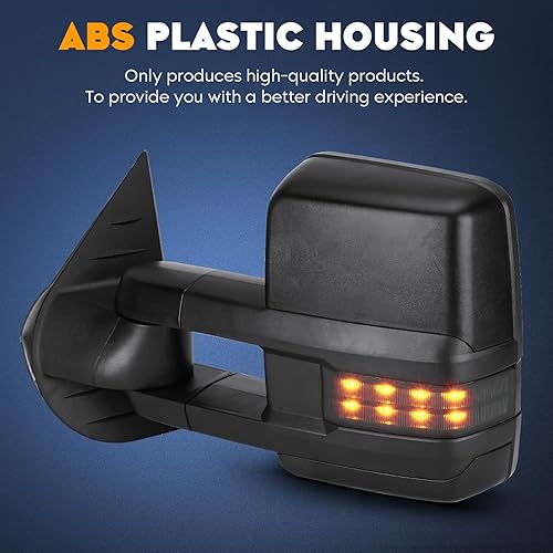 Miniatura 7 de Espejos de remolque para Chevy GMC 2007-2013 Avalanche Silverado 1500 Suburban, 07-2014 Sierra 2500 3500 HD Tahoe Yukon con calefacción eléctrica