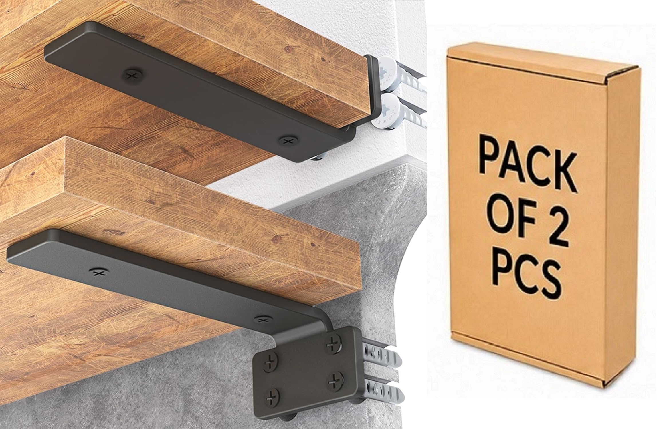 Q1 Beads 2 Pack 20 cm Metal Heavy Duty(4mm) Thick 40 Kgs. Load Capacity Shelf Bracket, Heavy Duty Floating Bracket for Shelves,Black Powder Coated Wall Shelf Support Brackets (8 inches)-image-20