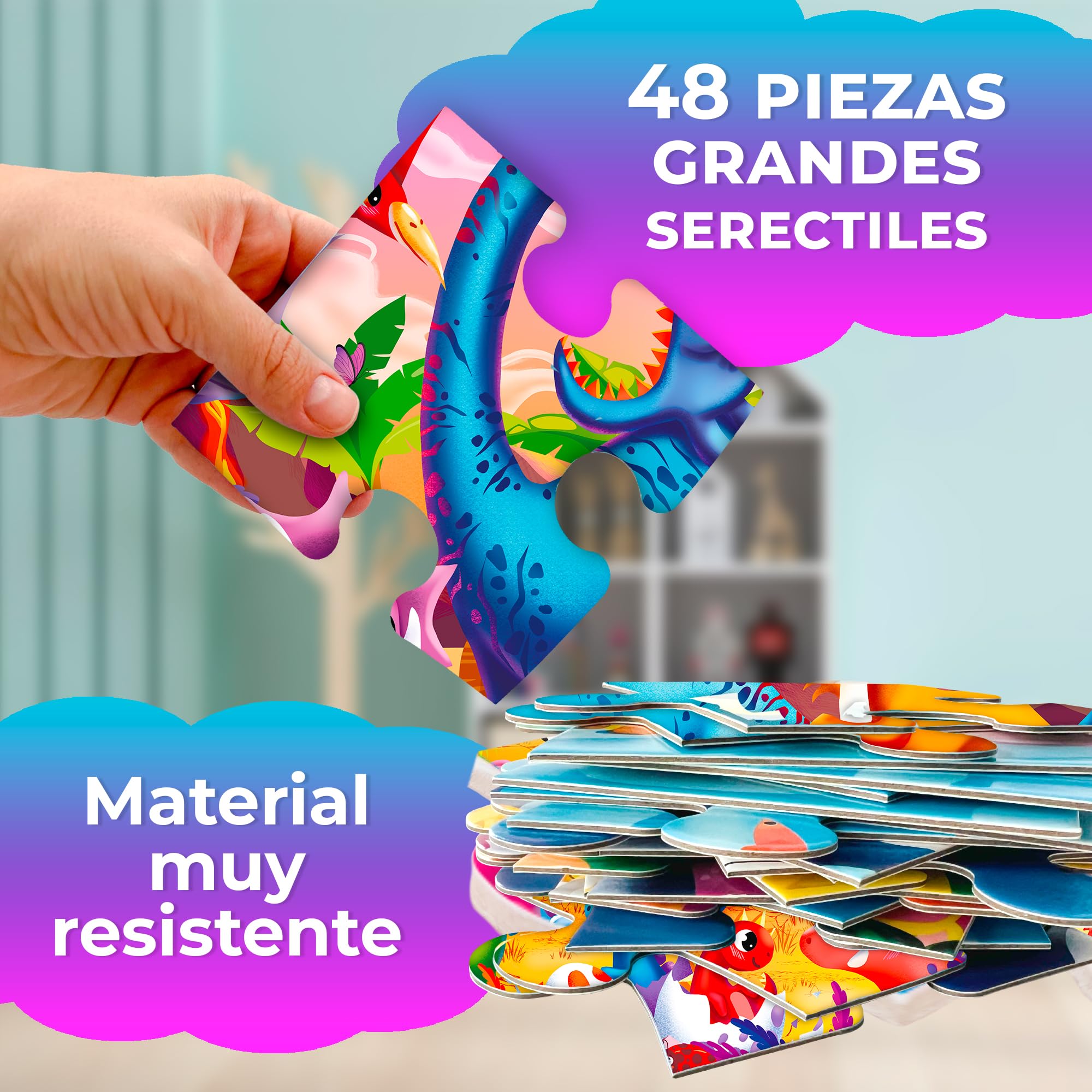 QUOKKA Puzzle Giant para Niños 3 4 5 Años - 60x90 cm 48 Piezas Puzzle XXL Gigante de Suelo Infantiles 5 6 Años - Grande Juguete Dinosaurios - Regalo Educativo para Niños y Niñas de 2 a 6