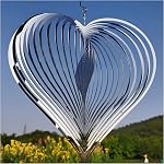 DJUAN Wind Spinner Outdoor Metal Decorations,Silver Heart Wind Spinners for Yard and Garden,Stainless Steel Wind Chimes for Outside Decor,Birthday Gifts for Mom,Mother's Day,Aunt Gifts