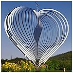 DJUAN Wind Spinner Outdoor Metal Decorations,Silver Heart Wind Spinners for Yard and Garden,Stainless Steel Wind Chimes for Outside Decor,Birthday Gifts for Mom,Mother\'s Day,Aunt Gifts