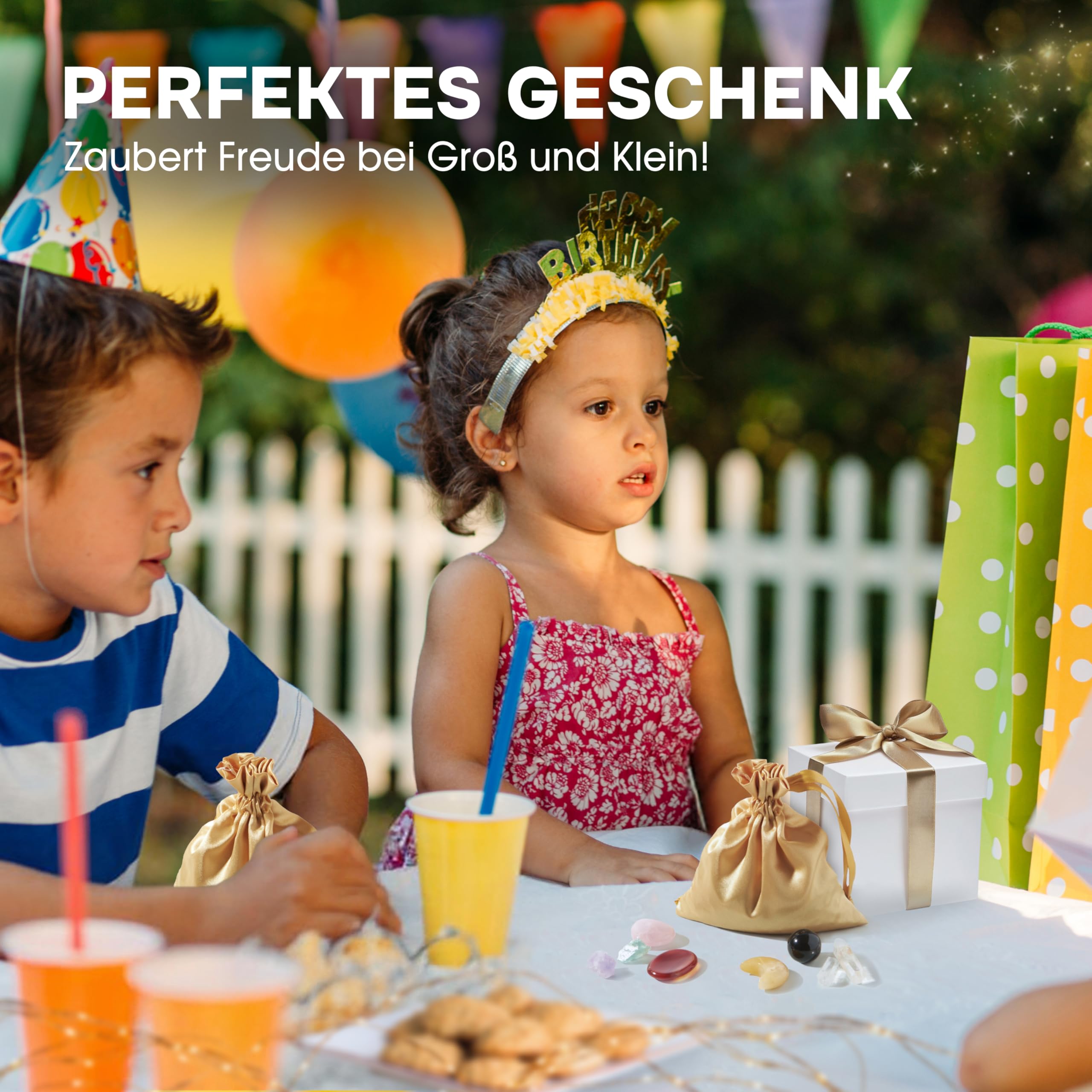 PURAJA Edelstein Set für Kinder | Kristall Konfetti | Edelsteine & Kristalle Mix | Natursteine & Rohsteine für Kindergeburtstag, Schatzsuche, Mitgebsel & Geschenk