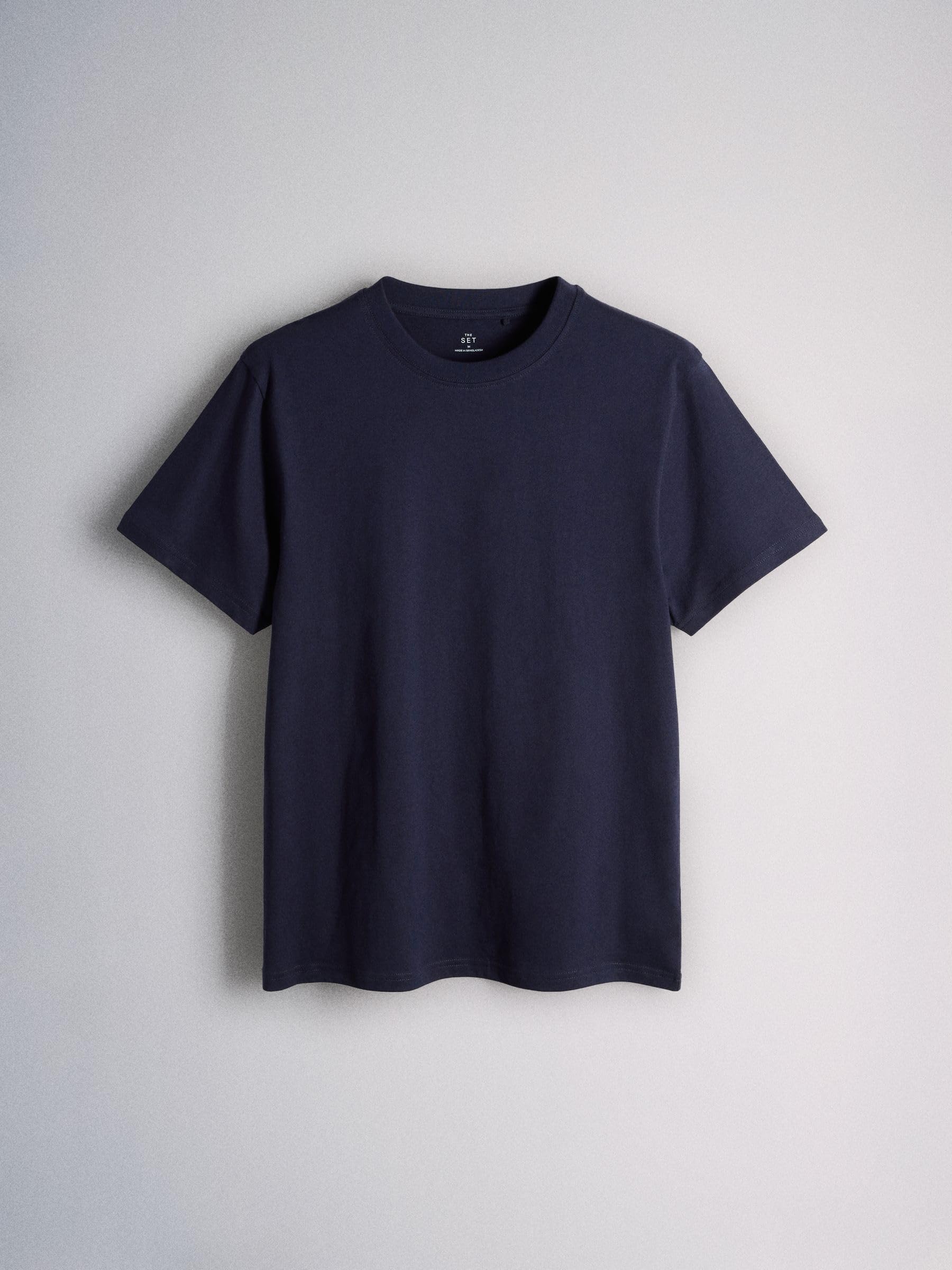 THE SET Hombres Pack de 7 Camisetas de algodón con Cuello Redondo y Corte estándar